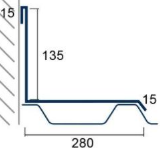 Kantteil Wandanschluss 135x280 mm - RAL 7016 (HL 2,50 m)